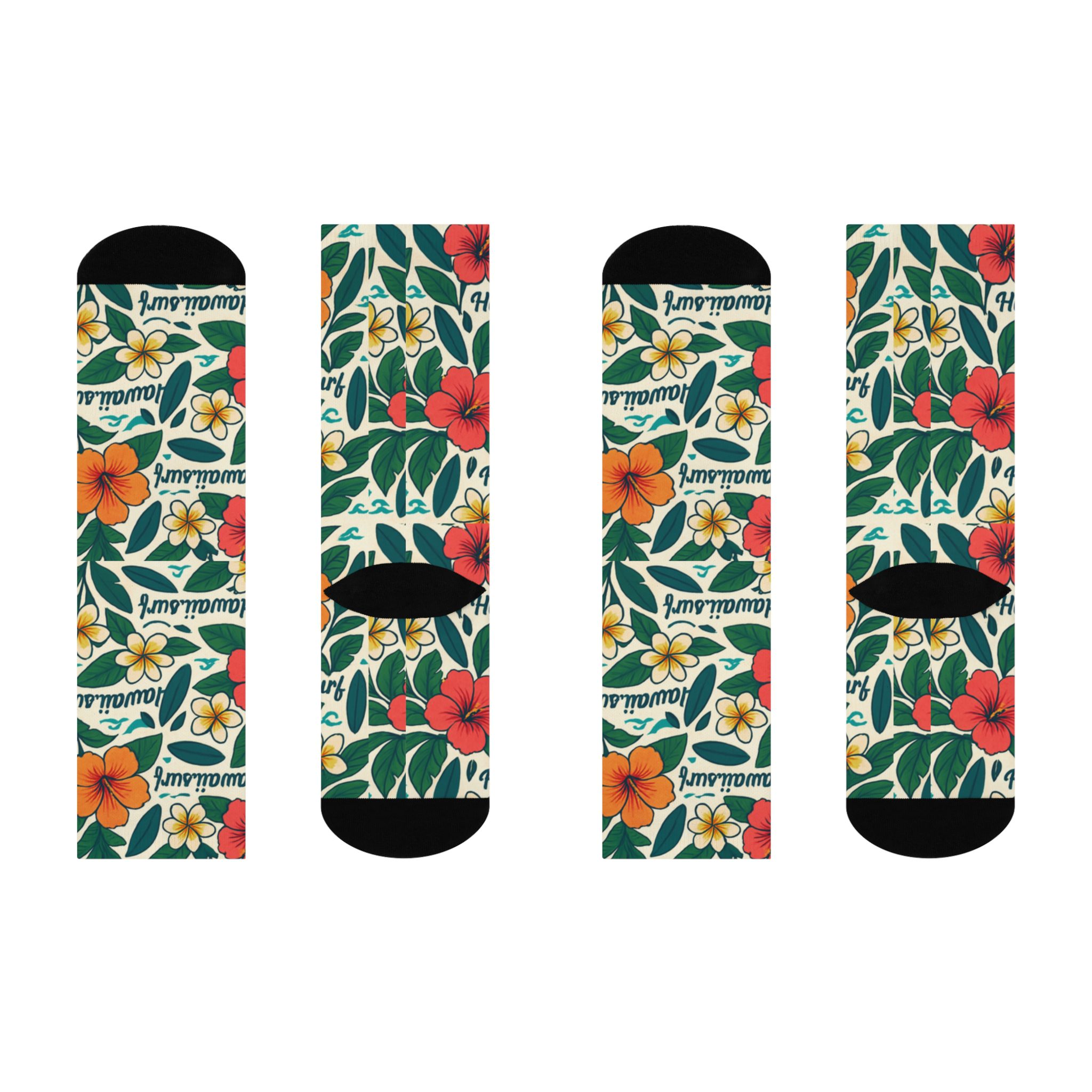 Hawaii Surf Floral Crew Socks: Cushioned Hawaiian Bliss - Image 3