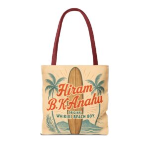 Alternative view of Vintage Waikiki Surf Tote Bag – Retro Surfboard Design for Hiram B.K. Anahu