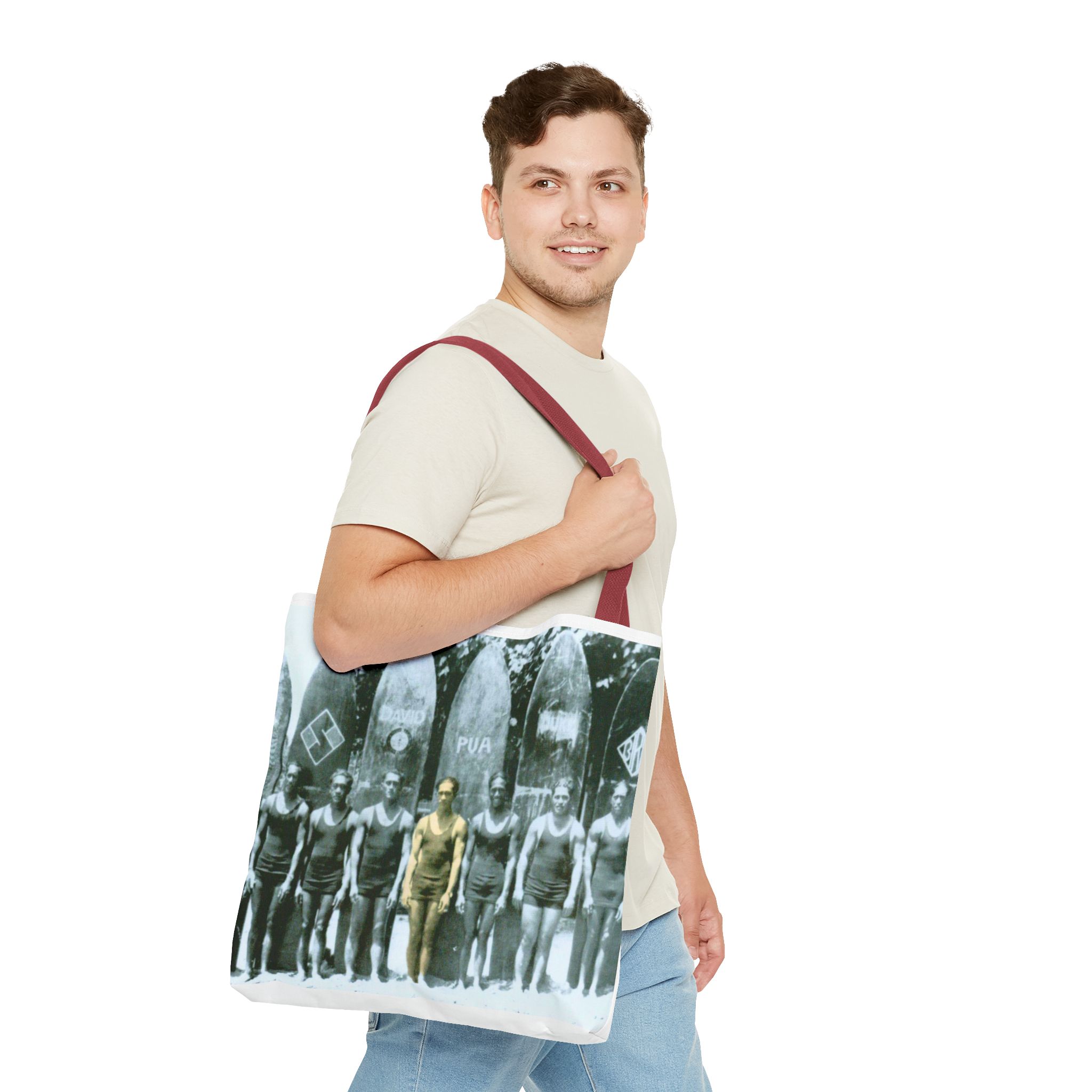 Vintage Waikiki Surf Tote Bag – Retro Surfboard Design for Hiram B.K. Anahu - Image 7